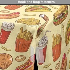 Lunarable Soda Dog Crate Cover, Fast-Food French Fries Hamburgers Onion Rings Wings Chips Retro Unhealthy Menu, Easy To Use Pet Kennel Cover For Small Dogs Puppies Kittens, 24 Inch, Multicolor -Zoo Shop 613PXfgQ8xL