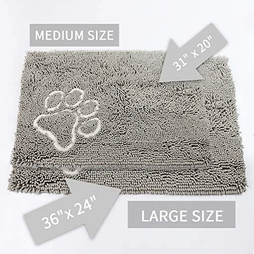 Dog Mat For Floor,Grey 20x31Inch Muddy Mats For Dogs,Pet Dog Feeding Mat Rug For Food And Water,Dries Quickly, Machine Washable 4 Dog Mat For Floor,Grey 20x31Inch Muddy Mats For Dogs,Pet Dog Feeding Mat Rug For Food And Water,Dries Quickly, Machine Washable - Image 2