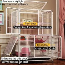 Cat Enclosures For Outside Universal Wheels Easy To Move, Designed From Metal Durable Suitable For Cats, Dogs, Rabbits, Blue/Pink (Color : Blue, Size : 78 * 55 * 107cm) 12 Cat Enclosures For Outside Universal Wheels Easy To Move, Designed From Metal Durable Suitable For Cats, Dogs, Rabbits, Blue/Pink (Color : Blue, Size : 78 * 55 * 107cm) -Zoo Shop 614isQmyCjL