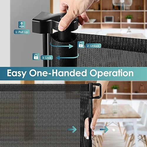 Retractable Baby Gates Retractable Dog Gate With Cat Door Walk Through 55" Wide Baby Gates For Dogs Indoor Baby Gate With Door Outdoor Pet Gate For Cats Cat Gate For Doorway Dog Gate For Stairs, Black 6 Retractable Baby Gates Retractable Dog Gate With Cat Door Walk Through 55" Wide Baby Gates For Dogs Indoor Baby Gate With Door Outdoor Pet Gate For Cats Cat Gate For Doorway Dog Gate For Stairs, Black - Image 4