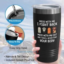 Cat Owner Black Tumbler 20oz - Find Your Body - Cat Women Fun Cat Parents Stuff Lady Paws Pet Dad Gifts -Zoo Shop 6183VzoBSyL