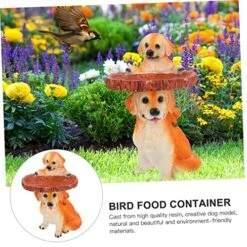 Bird Feeder Dog Statues Outdoor Out Door Decor Outdoor Sculpture Bird Feeding Bowl Bird Food Container Dog Ornament Bird Food Dispenser Outdoor Bird Food Container Food Bowl Pet -Zoo Shop 618kGSWxoOL