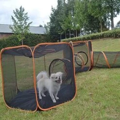Outdoor Large Cat Tunnel, 6-in-1 Outdoor Cat Enclosures Tunnels, Indoor/Outdoor Pop Up Pet Playpen, For Cats, Rabbits Ferrets, Small Animals -Zoo Shop 61B0YzSQk2L