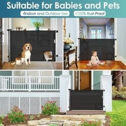 Retractable Baby Gates Retractable Dog Gate With Cat Door Walk Through 55" Wide Baby Gates For Dogs Indoor Baby Gate With Door Outdoor Pet Gate For Cats Cat Gate For Doorway Dog Gate For Stairs, Black 12 Retractable Baby Gates Retractable Dog Gate With Cat Door Walk Through 55" Wide Baby Gates For Dogs Indoor Baby Gate With Door Outdoor Pet Gate For Cats Cat Gate For Doorway Dog Gate For Stairs, Black -Zoo Shop 61KeeeMmeIL