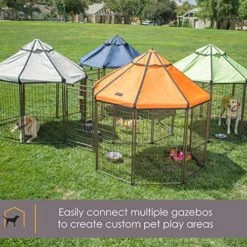 Advantek 5 Foot Portable Indoor Outdoor Metal Dog Gazebo Kennel With Waterproof Cover, Earth Taupe -Zoo Shop 61KyMMwWfRL