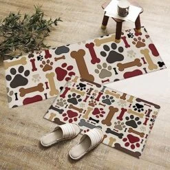 Cartoon Paws Kitchen Runner Rug And Mats Set Of 2, Cute Cat Dog Animal Bones Theme Non Slip Rugs Standing Floor Doormats For Bathroom Living Room Entryway Indoor Decor Khaki -Zoo Shop 61Oju8OwsFL