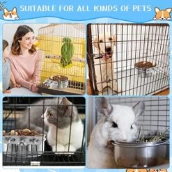 8 Pcs Dog Crate Water Bowl Stainless Steel Kennel Bowls Bulk Hanging Cage Dog Bowls With Clamp Holder Non Spill Pet Food Bowl Metal Feeder For Cat Dog Bird (4.72 X 1.97 Inch) -Zoo Shop 61QMas9kzRL