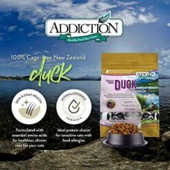 Addiction Grain-Free Duck Royale Entrée Dry Cat Food, Feline Beauty Formula Healthy Weight, Skin And Coat Health, Crafted In New Zealand - 4 Lb -Zoo Shop 61RHIUjV7WL