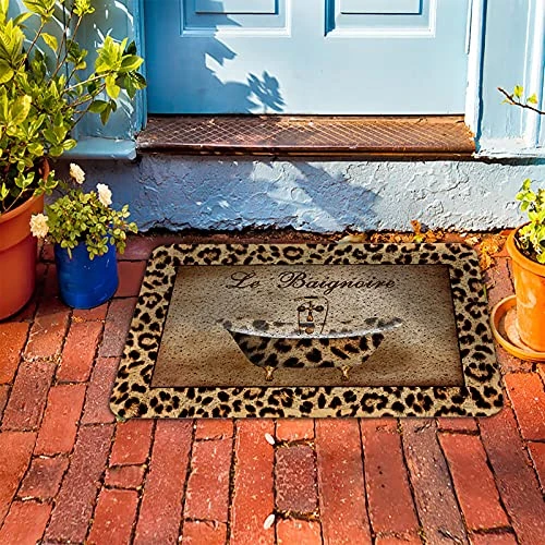 Aomike Durable Non Slip Door Mats Outside Inside Rug - Leopard Spots Bathtub For Living Room/Bathroom/Kitchen/Outdoor Doormat Waterproof And Easy Clean, 18" X 30" 5 Aomike Durable Non Slip Door Mats Outside Inside Rug - Leopard Spots Bathtub For Living Room/Bathroom/Kitchen/Outdoor Doormat Waterproof And Easy Clean, 18" X 30" - Image 3