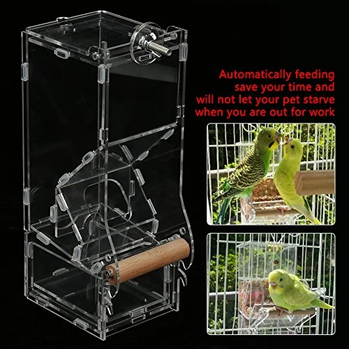 Bird Food Feeder Acrylic Transparent Pet Seeds Automatic Food Feeder Cage Toy (Size : L Single) 4 Bird Food Feeder Acrylic Transparent Pet Seeds Automatic Food Feeder Cage Toy (Size : L Single) - Image 2