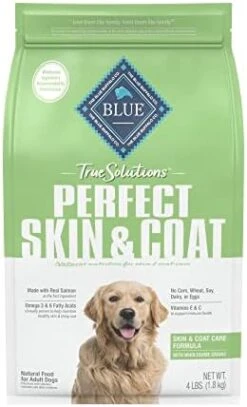 Blue Buffalo True Solutions Perfect Skin & Coat Natural Adult Dry Dog Food, Salmon 4-lb -Zoo Shop 61VFskXP8ZL. AC 1