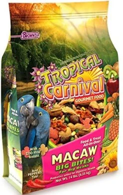 F.M. Brown's Tropical Carnival, Gourmet Macaw Food Big Bites For Big Beaks, Vitamin-Nutrient Fortified Daily Diet With Probiotics For Digestive Health, 5 Lb -Zoo Shop 61W8OyW8pOL. AC