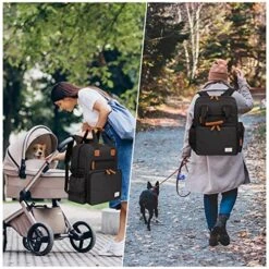 Modoker Dog Travel Bag, Airline Approved Backpack For Pet Accessories Organizer, Tote Weekend Bag With 2 Dog Food Storage Containers, 2 Collapsible Dog Bowls, 1 Pet Mat, Black -Zoo Shop 61WTYJVeKtL