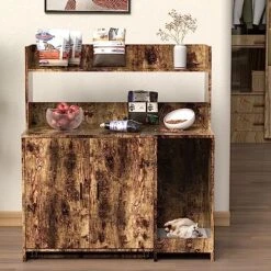 WJFORLION Litter Box Enclosure With Shelf And Doors, Litter Box Enclosures Furniture, Large Wood Cat Litter Box Furniture Hidden For Living Room, Bedroom, Rustic Brown -Zoo Shop 61a55RW7IOL