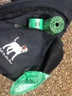 Talk To The Paw Dog Walking Bag - Training Treat Pouch - Poop Bag Dispenser - Dog Treat Bag With Hands Free Leash (Black) -Zoo Shop 61b0EaD9vmL