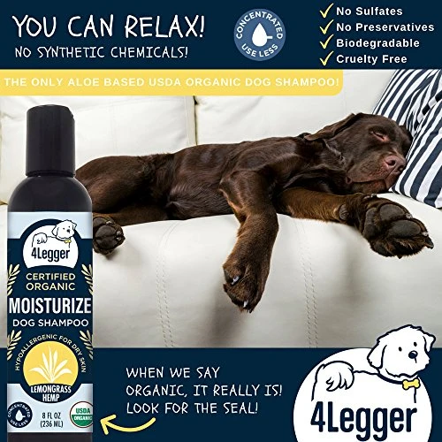 4Legger All Natural Hemp Oil Shampoo For Dogs - USDA Certified Organic Dog Shampoo With Lemongrass Essential Oil - Moisturizing Dry Itchy Skin Dog Shampoo - Concentrated - USA - 8 Fl Oz 5 4Legger All Natural Hemp Oil Shampoo For Dogs - USDA Certified Organic Dog Shampoo With Lemongrass Essential Oil - Moisturizing Dry Itchy Skin Dog Shampoo - Concentrated - USA - 8 Fl Oz - Image 3