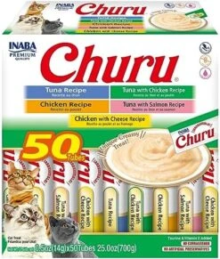 INABA Churu Cat Treats, Grain-Free, Lickable, Squeezable Creamy Purée Cat Treat/Topper With Vitamin E & Taurine, 0.5 Ounces Each Tube, 20 Tubes, Tuna Variety -Zoo Shop 61bv4FRSeCL. AC