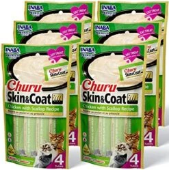 INABA Churu Lickable Purée Natural Cat Treats For Skin And Coat With Omega Oils, Taurine And Vitamin E, 0.5 Ounces Each, 24 Tubes (Four Per Package), Tuna Recipe -Zoo Shop 61fV6F eojL. AC