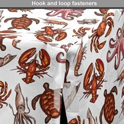 Lunarable Underwater Dog Crate Cover, Sea Food Theme Lobster Crab Octopus Mussel Drawing Style Oceanic Life, Easy To Use Pet Kennel Cover For Medium Large Dogs, 48 Inch, Dark Orange Tan Coral -Zoo Shop 61m6LflA6eL