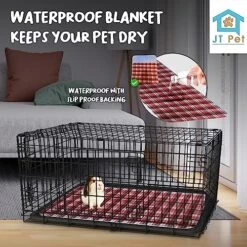 JT Pet Guinea Pig Cage Liner - Pack Of 4 Washable Pee Pads For Dogs, Smooth Fleece Guinea Pig Bedding For Cage & Crates, Reusable & Waterproof Puppy Pee Pads - 36x24 Inches, Plaid -Zoo Shop 61okfQHx55L