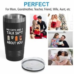 Cat Owner Black Tumbler 20oz - My Cats And I Talk - Cat Women Fun Cat Parents Stuff Lady Paws Pet Dad Gifts -Zoo Shop 61pmVZQUkhL