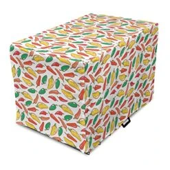 Lunarable Pepper Dog Crate Cover, Vegetarian Food And Vegetables Pattern Exotic Hot Ingredients Mexican Cusine Element, Easy To Use Pet Kennel Cover For Small Dogs Puppies Kittens, 48 Inch, Multicolor