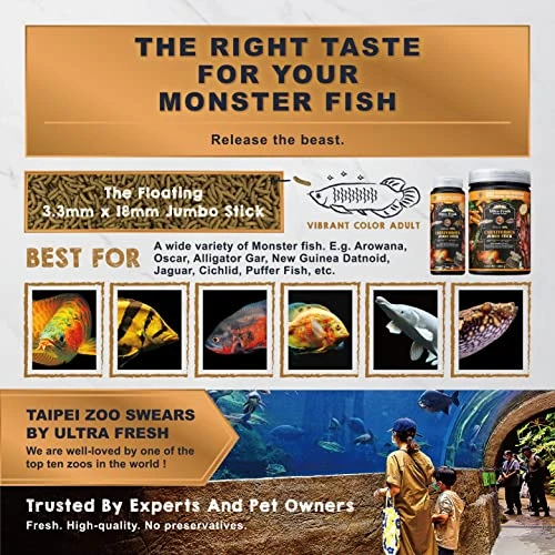 Ultra Fresh Monster Fish Food, Wild Sword Prawns, Floating Sticks For Oscars, Bass, Large Cichlids And Tropical Fish, Carnivorous Jumbo Stick 13.58 Oz 4 Ultra Fresh Monster Fish Food, Wild Sword Prawns, Floating Sticks For Oscars, Bass, Large Cichlids And Tropical Fish, Carnivorous Jumbo Stick 13.58 Oz - Image 2