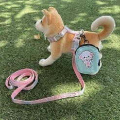 Newtensina Dog Harness Cat Harness With Little Bag For Small Dogs Cats - Pink Blue - M -Zoo Shop 61zlze3ticL